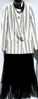 New BrunelloCucinelli $3995 48IT/12US Cream Crinkled Silk Blend/Sequins Blazer