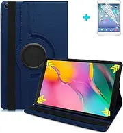 [ARECY] Samsung Galaxy Tab S6 Lite LTE/WiFi (2020) Case 360 Degree Rotation PU Leather Smart Cover with Stand Function for Galaxy Tab S6 Lite 10.4 Inch Tablet P610/P615 + Screen Protector (Dark Blue)