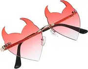 [Healvian] Rimless Heart Shaped Sunglasses for Women Frameless Eyewear with Gradient Lens for Vacation Parties and Stylish Outfits