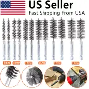 6/12 X 1/4" Hex Shank Stainless Steel Bore Cleaning Brushes Set for Power Drill