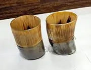 Medieval Handcrafted Viking Drinking Horn Mug Beer Glasses Authentic Mead horn Cup/Stein Shot Glass Beer Wine Drinking Glass Polished (Black Natural, Set Of 2) Rustic Vintage Home Decor Gifts