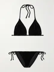[Norma Kamali] Norma Kamali - Velvet Triangle Bikini - Black - small small Black