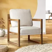 Oikiture Wooden Armchair with Foam Seat Bedroom Living Room Accent Chair