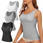 Women's Sleeveless Yoga Tank Tops Built-in Bra Padded Camisole Basic Undershirt