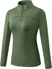 [Blaward] Women's Thermal Fleece Running Shirt Long Sleeve Quarter Zip Pullover Jacket Winter Tops for Golf Ski Equestrian