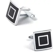 [QYLEU] Cufflinks 2 Pairs Of Silver Square Metal Cufflinks Men's French Shirt Cufflinks