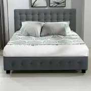 Gas Lift Bed Frame Fabric Base Double Dark Grey