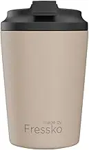 made by Fressko Reusable Coffee Cup - Stainless Steel Insulated Mug - Leak Proof Travel Cup for Hot/Cold Drinks - 3 Hr Heat Retention - Fits Car Holders & Coffee Machines - Oat - 8oz 227ml