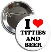 [Generic] Vintage Retro Style Throwback 80's Novelty I Love (Heart) Titties and Beer Funny Trucker Pinback Button Badge Pin, Aluminum, aluminium