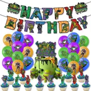 Ninja Turtle Party Decorating Set - Birthday Banner Latex Balloons Cake Cupcake Toppers