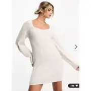 Miss Selfridge Sweetheart Balloon Sleeve Knit Mini Dress Womens Size 4-6 NWT