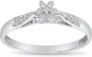 [LXR] 14K White Gold Diamond Cluster Ring