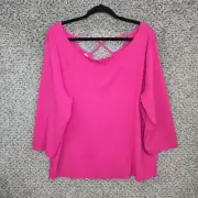 Talbots Top Womens Plus 3X Pink Knit Scoop Neck Blouse Rayon Nylon Casual Ladies