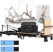 Pilates Reformer Machine, Multifunctional Portable Pilates Reformer Foldable at Home Pilates Equipment with Ankle/Wrist Weights
