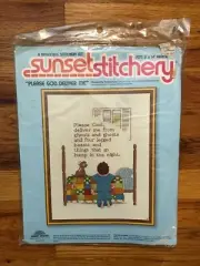 NEW NOS Vintage 70s Sunset Designs "Please God Deliver Me" Crewel Embroidery Kit