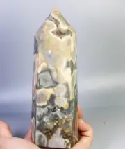 1.49lb Natural Ocean Jasper Agate Geode Crystal Tower Wand Point Healing Mineral