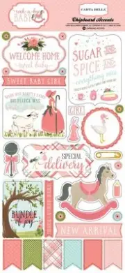 CARTA BELLA "ROCK-A-BYE BABY" GIRL CHIPBOARD ACCENTS INFANT SCRAPJACK'S PLACE