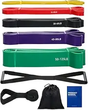 5 Packs Pull Up Assist Bands Set Resistance Loop Bands Powerlifting Exercise Stretch Bands with Door Anchor and Handles