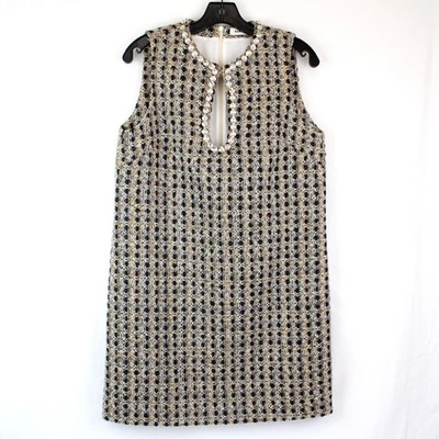Sandro Paris Twiggy Woven Dress In Camel/Marine (H24Twiggy) -Women's EU 40