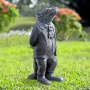 Nature & Whimsy Gray Resin Gentleman Mole Garden Sculpture