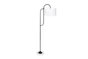 Sarantino Metal Floor Lamp with Marble Base & Off-White Shade