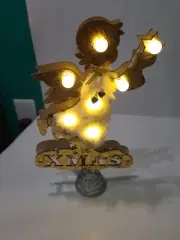 Christale Wood Christmas Tree Topper Flying Angel With Lights
