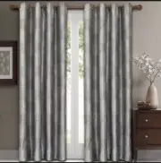 Exclusive Home Ironwork Sateen Woven Window Curtain Panel Pair Silver
