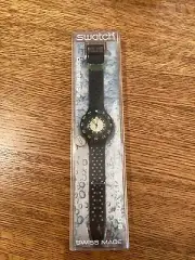Swatch Scuba 200 Black Wave 1992 New With Box, Papers, And Battery