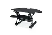 Fortia Corner Desk Riser 110cm Wide Adjustable Sit to Stand for Dual Monitor, Keyboard, Laptop, Black