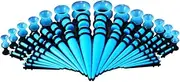 [JBINNG] 50 Pieces Set Acrylic Ear Stretching Kit Tapers Plugs Silicone Tunnels Gauges Expande (Blue), Acrylic