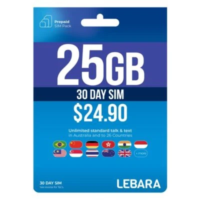 Lebara $24.90 Starter Pack PrePaid SIM Card