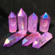 Titanium rainbow aura obelisk quartz crystal wand point tower healing 2.2LB