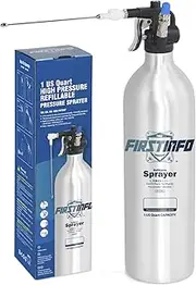FIRSTINFO A1638L Patented 1L (33.8 US fl. oz) Thickened Aluminum Canister Aerosol Refillable Fluid High Pressure Storage Spray Can/Pneumatic Compressed Air Sprayer/Maximum Pressure 140 psi