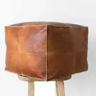 Wonderful Leather Moroccan Boho Ottoman Pouffe Footstool Genuine Unstuffed