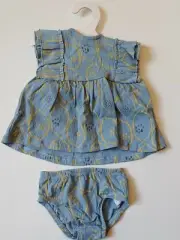 Mac & Moon Blue Lemon Dress 3M Baby Girl Blue Brand NEW