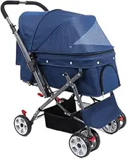 Pet Stroller Portable Pet Stroller, Reversible Dog Stroller, Foldable Cat Stroller, Small and Medium-Sized Stroller Small Pet Stroller(Blue)