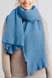 Merinosnug Mansfield Wool Alpaca Knitted Wrap, Blue