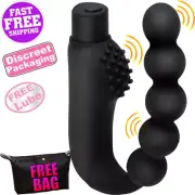 VIBRATING P-SPOT PROSTATE MASSAGER VIBRATOR BEADED G-SPOT ANAL BUTT PLUG SEX TOY