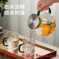 在飛比找Yahoo!奇摩拍賣優惠-冷水壺玻璃水壺耐高溫透明大容量家用儲水冰箱涼白開水果茶壺套裝