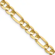 14K Yellow Gold 22 Inch 6mm Concave Open Figaro With Lobster Clasp Chain