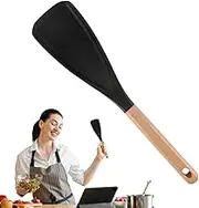 Silicone Spatula Spoon - Multi-Function Spatula | Silicone Cooking Utensils | Heat-Resistant Non-Stick Cooking Baking & Stirring Food Grade Silicone Spoon with Wood Handle