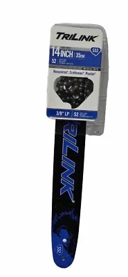 New 14" TRILINK CHAINSAW Guide BAR +Chain Bundle 14 INCH BLACK NEW S52 3/8" LP