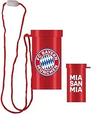 Amscan 9906520 FC Bayern Munich Fan Whistle, 1 Piece, Size 7.5 x 4.5 cm, Colour: Blue, White and red, with Carrying Cord, Mia San Mia, Bavarian Logo, Perfect for The Next Football Game or Fan Party.