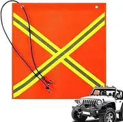 Reflective Flag - Portable Caution Flags, Lightweight Warning Flag | Orange Cross Reflective Strip Flag Hanging Flags, Safety Boat Flag Weather Proof Mesh Decorative Flag for Distance Measuring Wheel