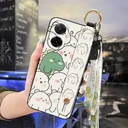 Phone Case Compatible with Redmi A5 4G/Xiaomi Poco C71 4G, Silicone Wrist Strap Shockproof Cute Ring Phone Holder Protective Anti-dust Durable
