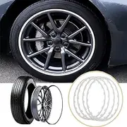 Nylon Wheel Edge Ring, 16-20 Inches Rim Protectors,Anti-Collision Anti-Scratch Car Refit Trims Kit,Universal Tire Rim Guard, 4 PCS Alloy Wheel Protectorsf,18inch,White