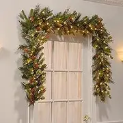 Hemore Christmas Garland with Lights, 6ft 30LEDs, Green and Red, Plastic, Resin, Other, Perfect for Mantles, Banisters, Doorways, Tables
