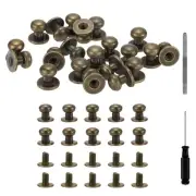 30 Pcs Round Head Button Studs 7mm Leather Punch Screwdriver Bronze