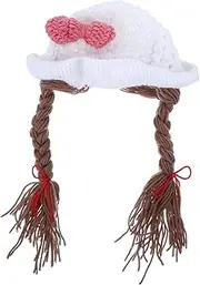 [WRITWAA] Warm and Cozy Knitting Hat for Baby Wool Cap Bowknot Boys and Girls Wool h White