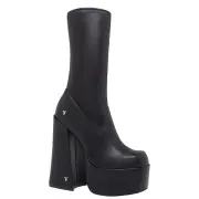 SAVIOUR BLACK STRETCH PLATFORM BOOTS